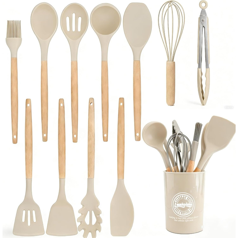 Kitchen Gadgets And Appliances - Set Peralatan Dapur Silikon Gagang Kayu