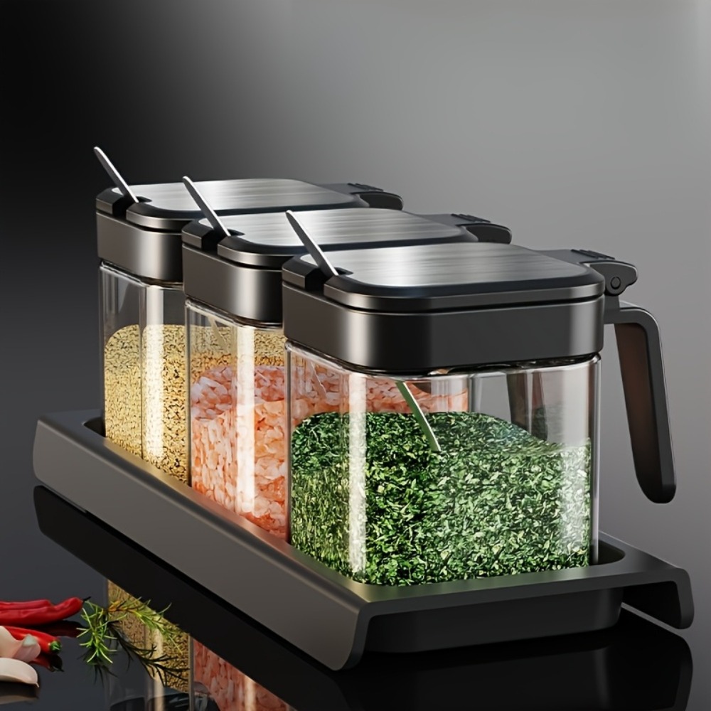 3pcs Stoples Bumbu Kaca dengan - Korean Kitchen Gadgets ulasan dan harga